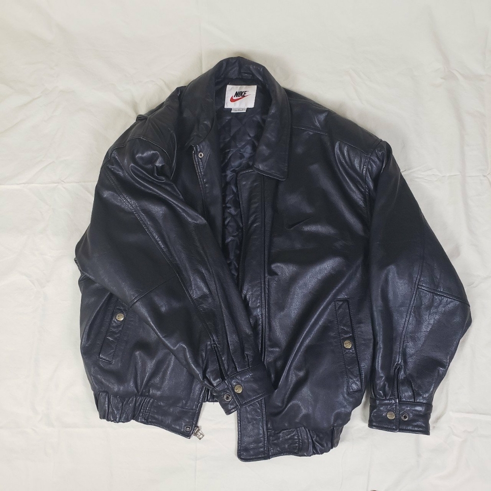 Nike brand all leather bomber jacket, with large